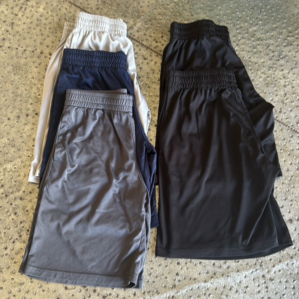 Set of Boys Athletic Shorts in Black, Navy, and Gray